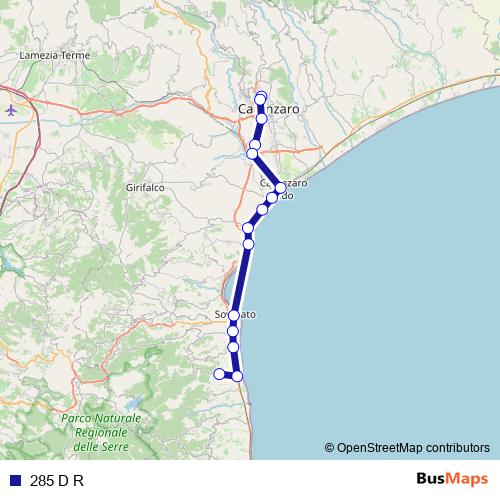 285 D R bus Line Map