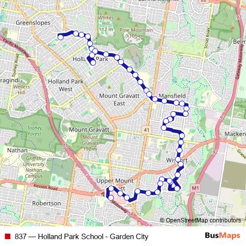 837 bus Line Map