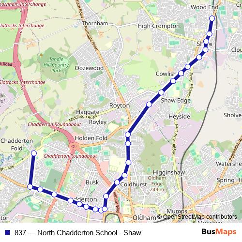 837 bus Line Map