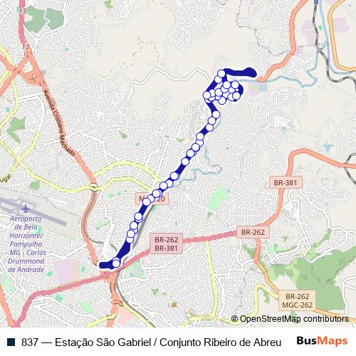 837 bus Line Map