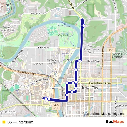 35 bus Line Map
