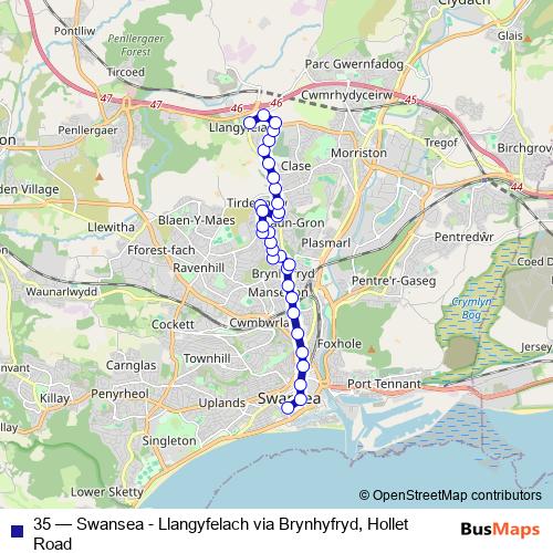 35 bus Line Map