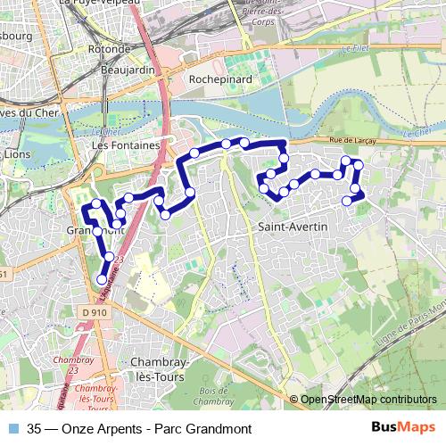 35 bus Line Map