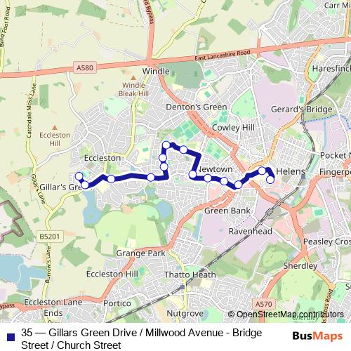 35 bus Line Map