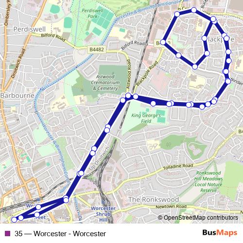 35 bus Line Map