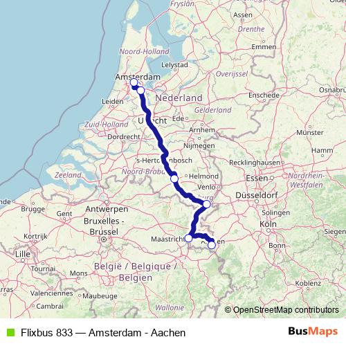 Flixbus 833 bus Line Map