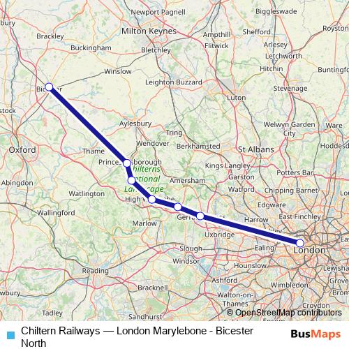 Chiltern Railways rail Line Map