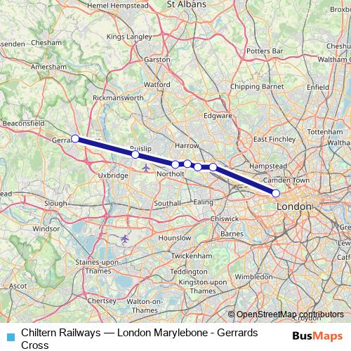 Chiltern Railways rail Line Map