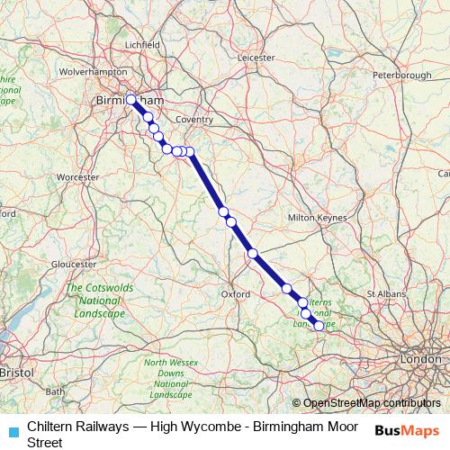Chiltern Railways rail Line Map