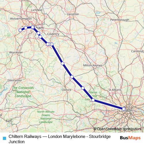Chiltern Railways rail Line Map