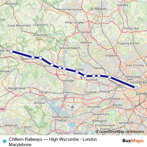 Chiltern Railways rail Line Map