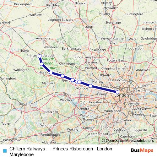 Chiltern Railways rail Line Map