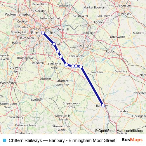 Chiltern Railways rail Line Map