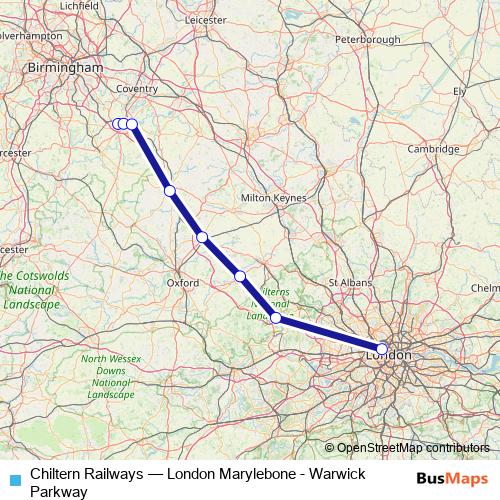 Chiltern Railways rail Line Map