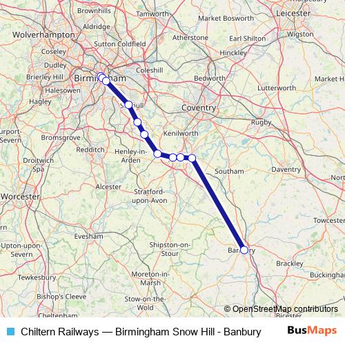 Chiltern Railways rail Line Map