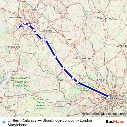 Chiltern Railways rail Line Map
