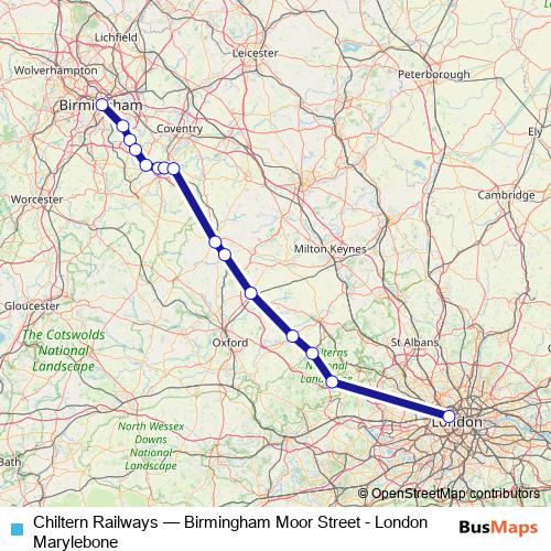 Chiltern Railways rail Line Map