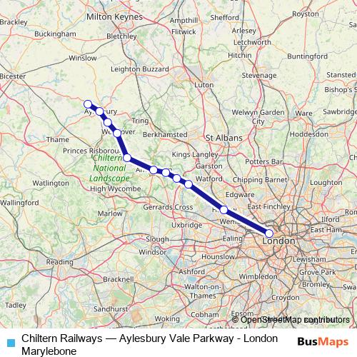 Chiltern Railways rail Line Map