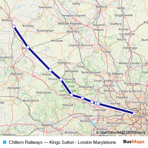Chiltern Railways rail Line Map