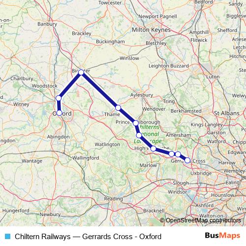 Chiltern Railways rail Line Map