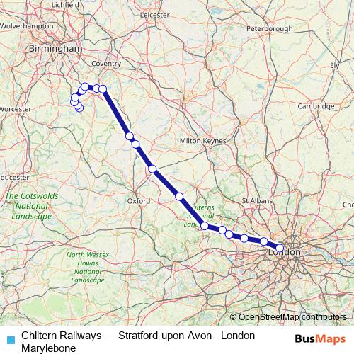 Chiltern Railways rail Line Map