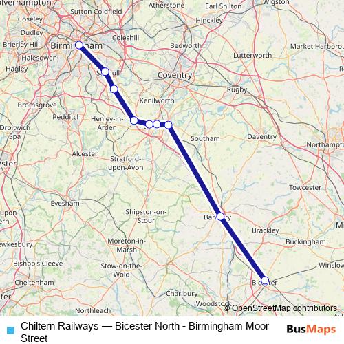 Chiltern Railways rail Line Map