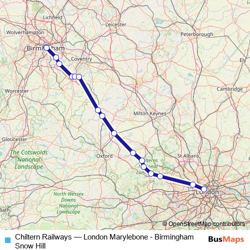 Chiltern Railways rail Line Map
