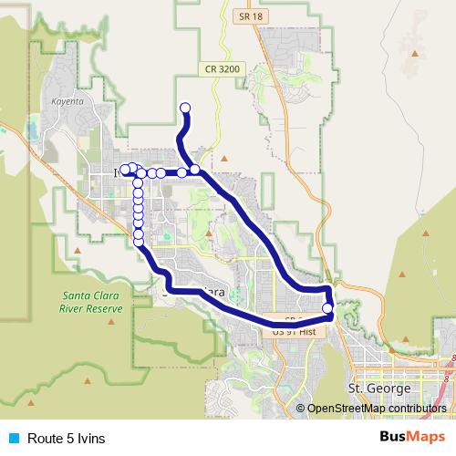 Route 5 Ivins bus Line Map