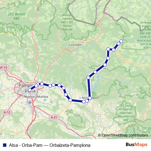 Alsa - Orba-Pam bus Line Map