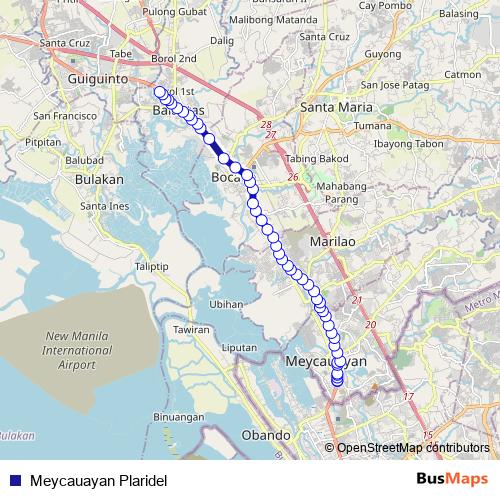 Meycauayan Plaridel bus Line Map