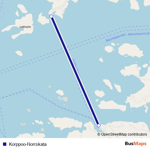 Korppoo-Norrskata ferry Line Map
