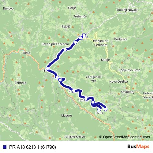 PR A18 6213 1 (61790) bus Line Map