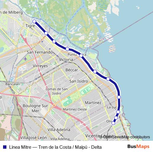 Linea Mitre rail Line Map