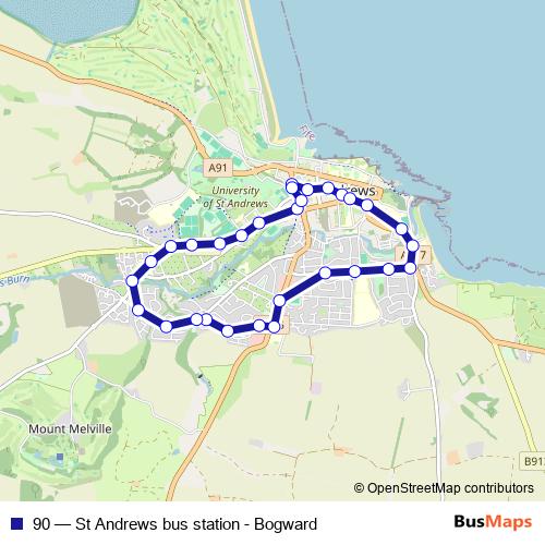 90 bus Line Map