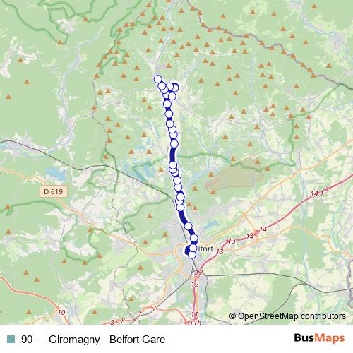 90 bus Line Map