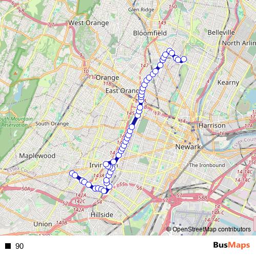 90 bus Line Map