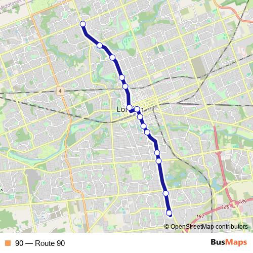 90 bus Line Map