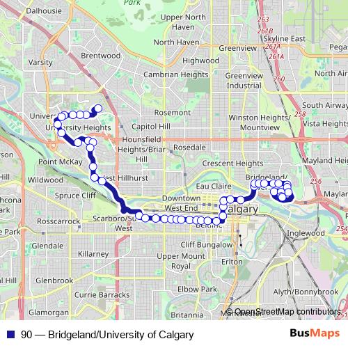 90 bus Line Map