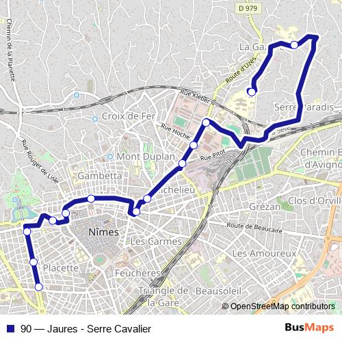 90 bus Line Map