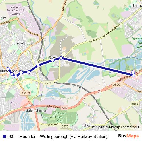 90 bus Line Map