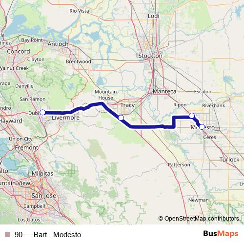 90 bus Line Map