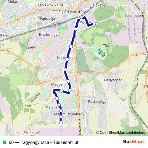 90 bus Line Map