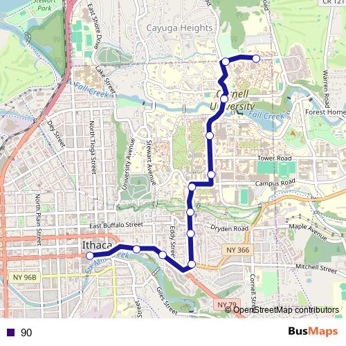 90 bus Line Map