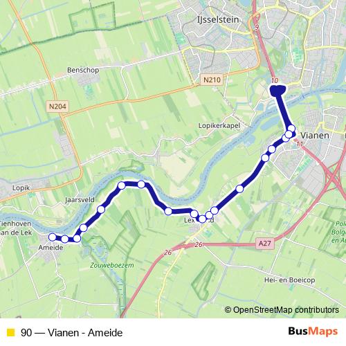 90 bus Line Map