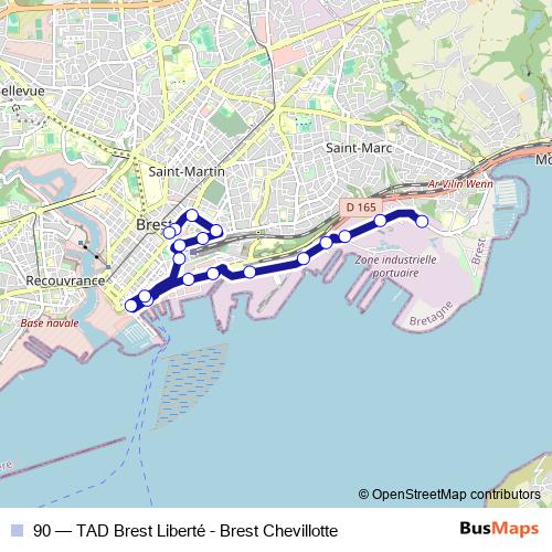90 bus Line Map