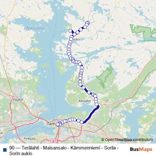 90 bus Line Map