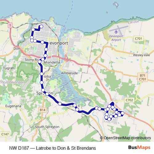NW D187 bus Line Map