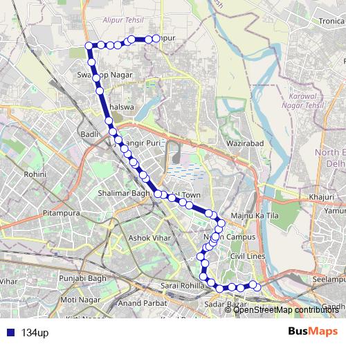 134up bus Line Map
