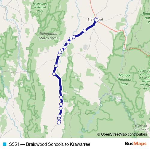 S551 bus Line Map
