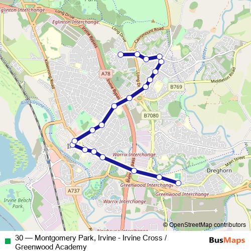 30 bus Line Map